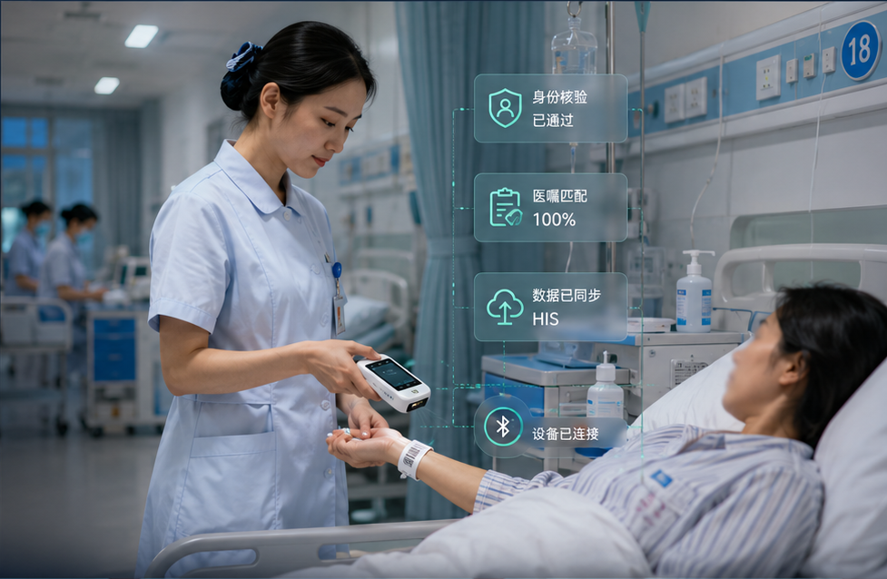 护士使用床旁智能终端核验患者与医嘱